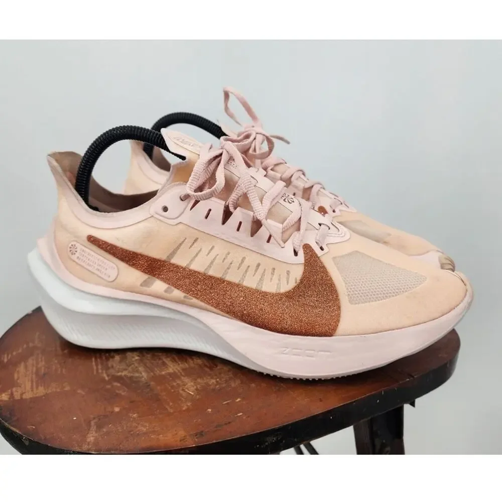 New Nike Zoom Gravity Echo Pink White Rose Gold‎ Glitter Size 10